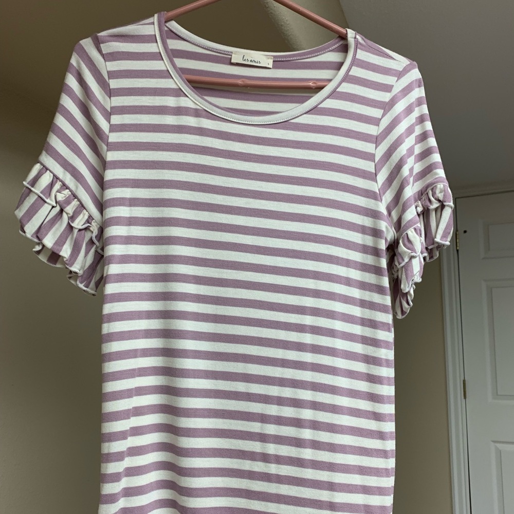 Striped shirt with ruffled sleeves